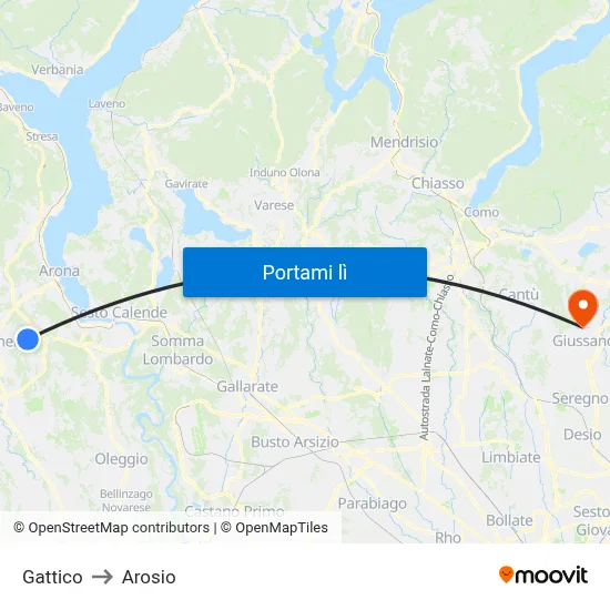 Gattico to Arosio map