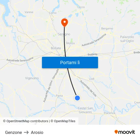 Genzone to Arosio map