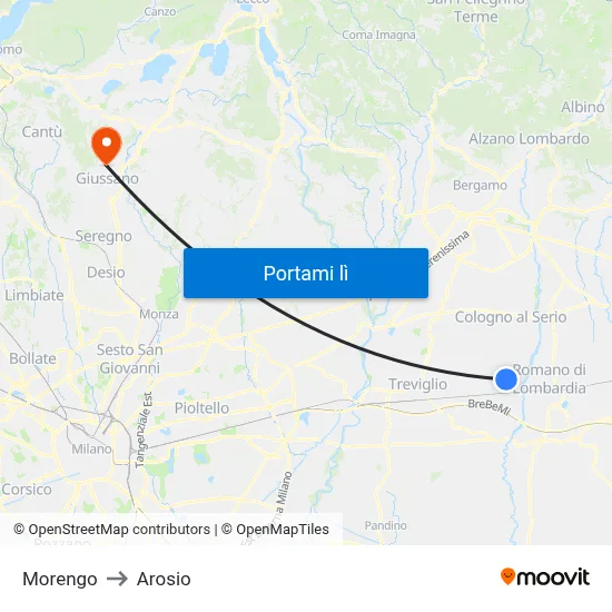 Morengo to Arosio map