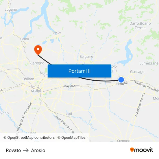 Rovato to Arosio map