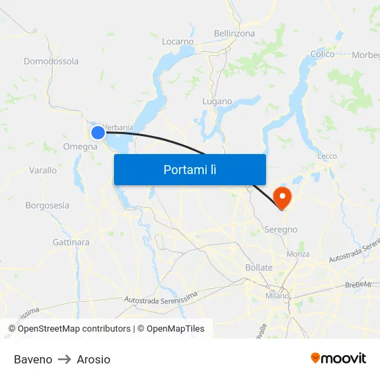 Baveno to Arosio map