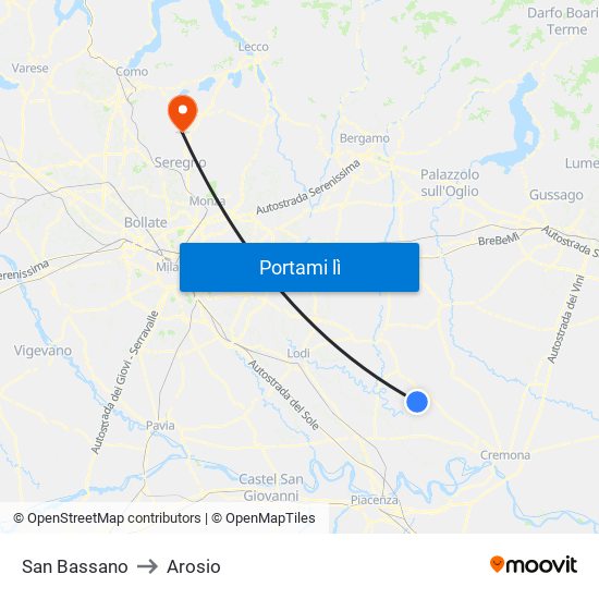 San Bassano to Arosio map