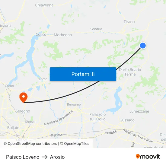 Paisco Loveno to Arosio map