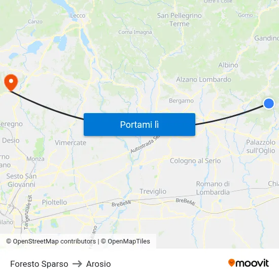 Foresto Sparso to Arosio map