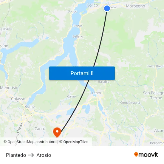 Piantedo to Arosio map