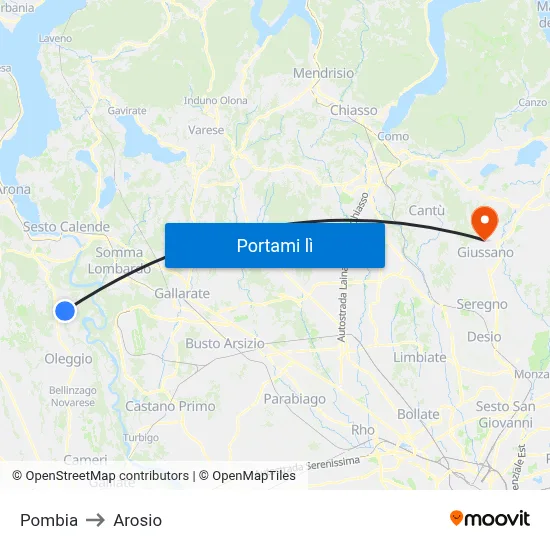 Pombia to Arosio map