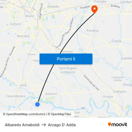 Albaredo Arnaboldi to Arzago D' Adda map