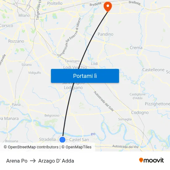 Arena Po to Arzago D' Adda map