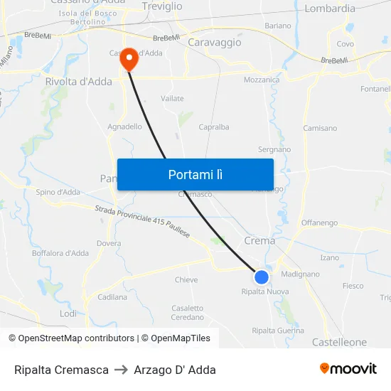 Ripalta Cremasca to Arzago D' Adda map