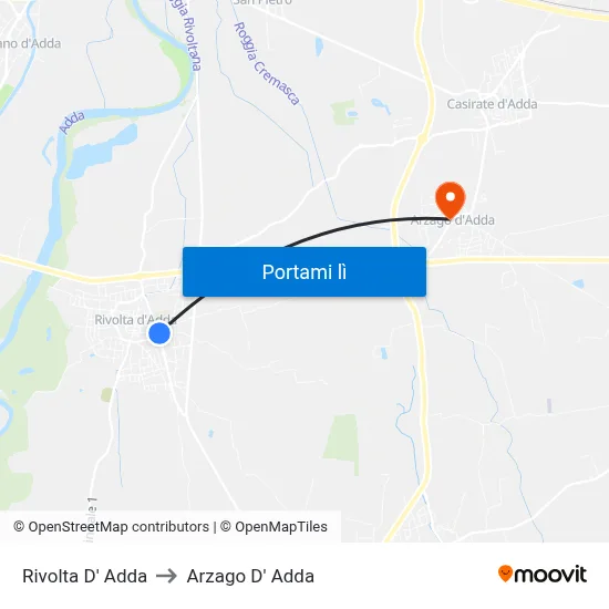 Rivolta D' Adda to Arzago D' Adda map
