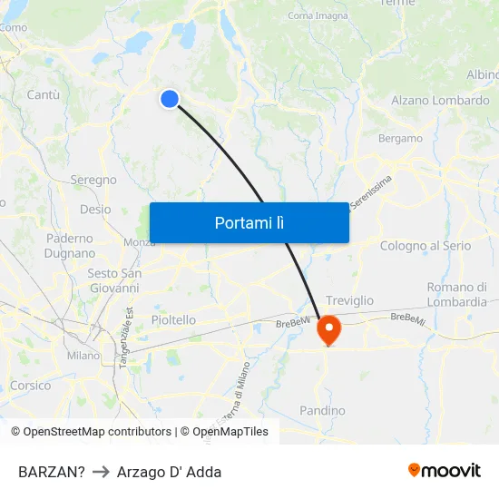 BARZAN? to Arzago D' Adda map
