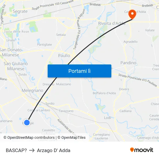 BASCAP? to Arzago D' Adda map