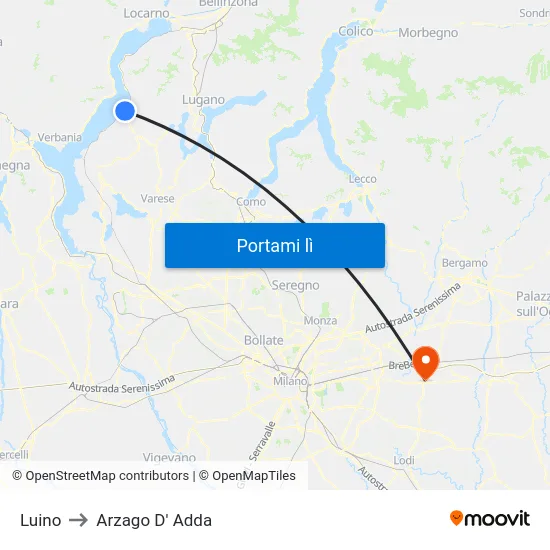 Luino to Arzago D' Adda map