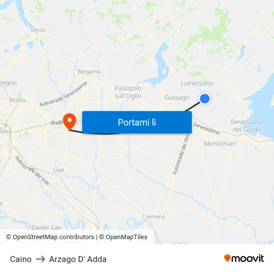 Caino to Arzago D' Adda map