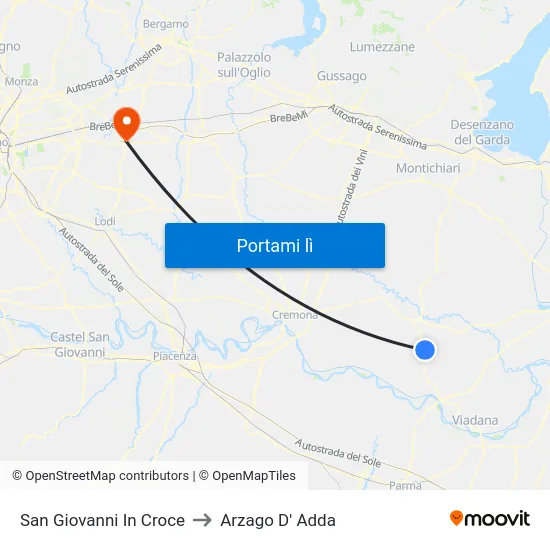 San Giovanni In Croce to Arzago D' Adda map