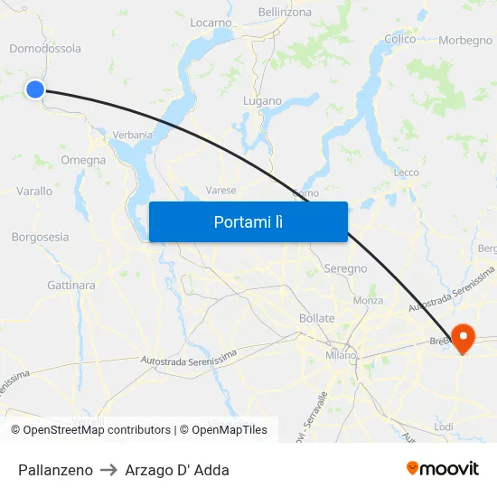 Pallanzeno to Arzago D' Adda map