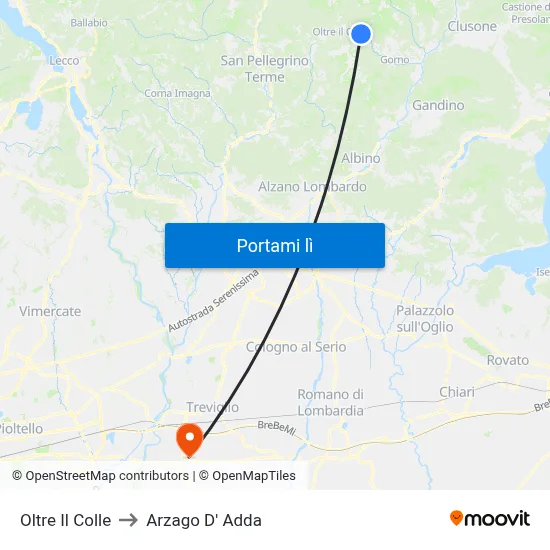 Oltre Il Colle to Arzago D' Adda map