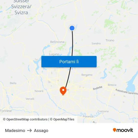 Madesimo to Assago map