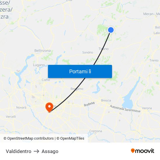 Valdidentro to Assago map