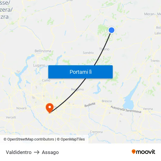 Valdidentro to Assago map