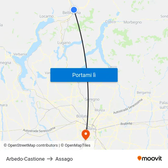 Arbedo-Castione to Assago map