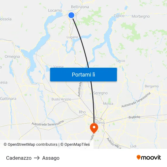 Cadenazzo to Assago map