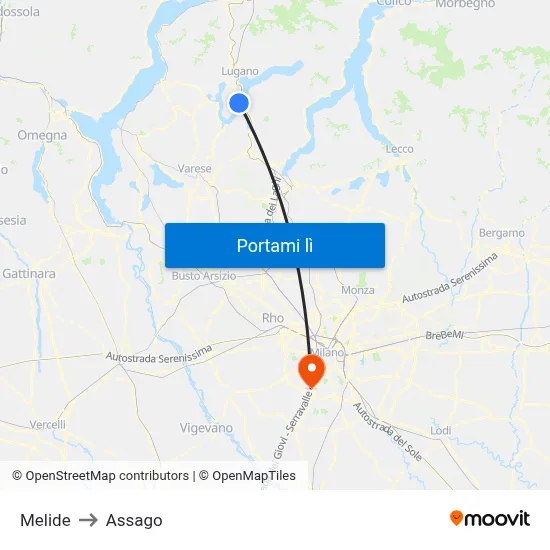 Melide to Assago map
