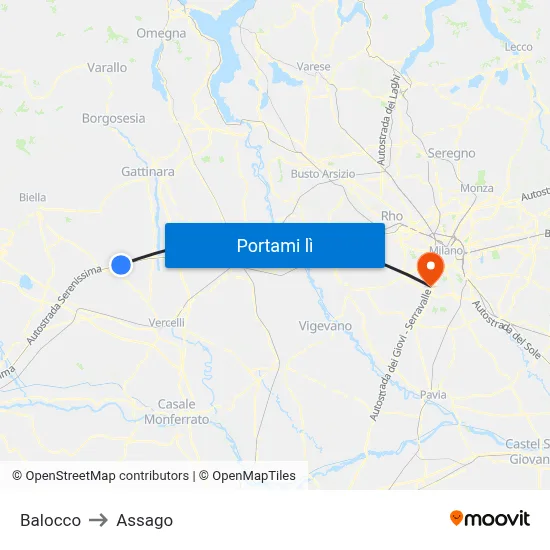 Balocco to Assago map