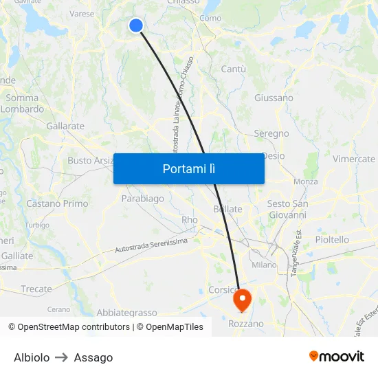 Albiolo to Assago map