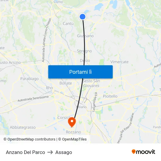 Anzano Del Parco to Assago map