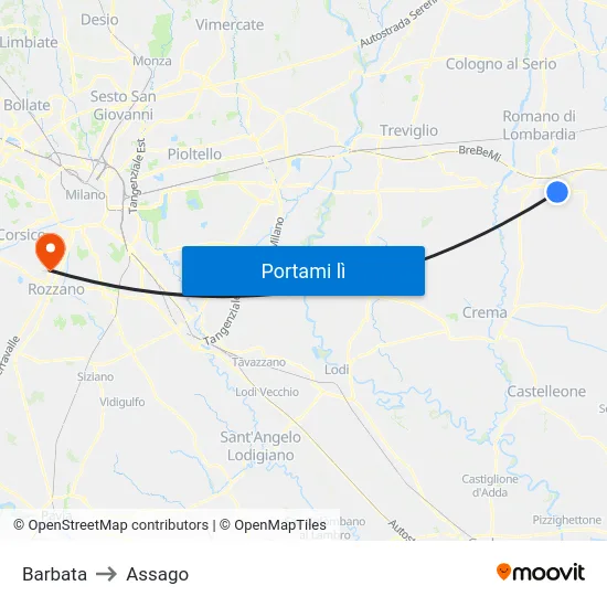 Barbata to Assago map