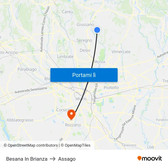 Besana In Brianza to Assago map