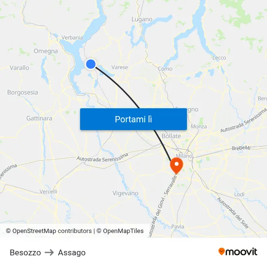 Besozzo to Assago map