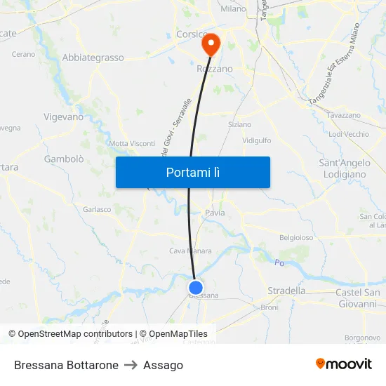 Bressana Bottarone to Assago map