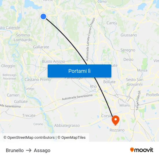 Brunello to Assago map
