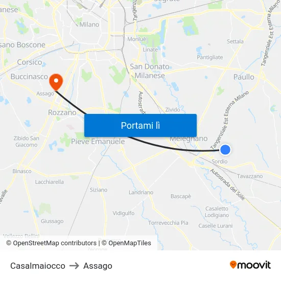 Casalmaiocco to Assago map