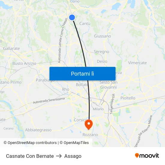 Casnate Con Bernate to Assago map