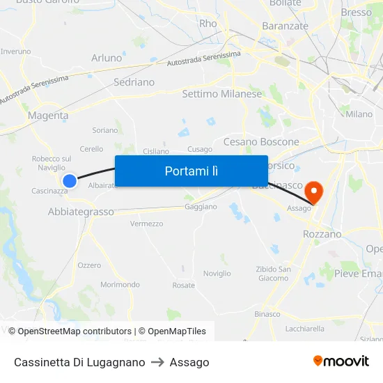 Cassinetta Di Lugagnano to Assago map