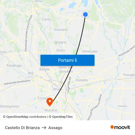 Castello Di Brianza to Assago map