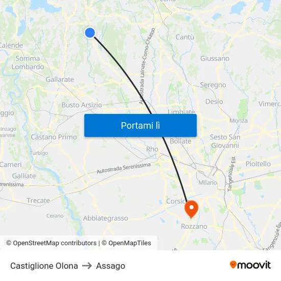 Castiglione Olona to Assago map