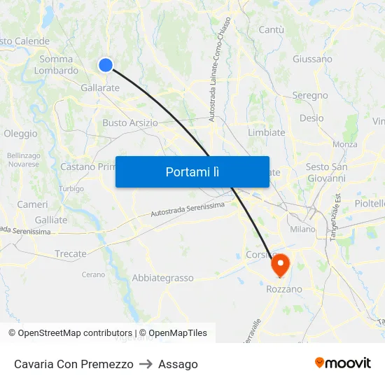 Cavaria Con Premezzo to Assago map