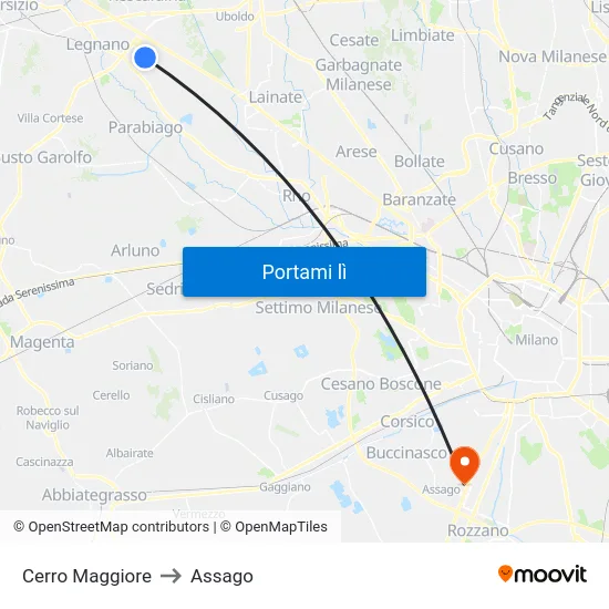 Cerro Maggiore to Assago map