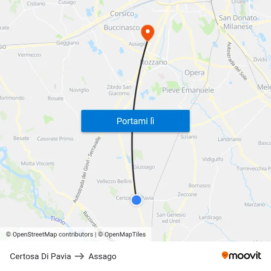 Certosa Di Pavia to Assago map
