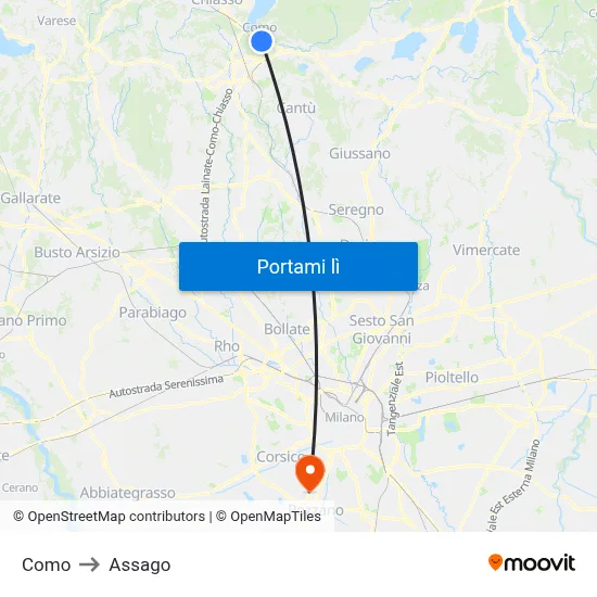 Como to Assago map