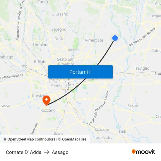 Cornate D' Adda to Assago map