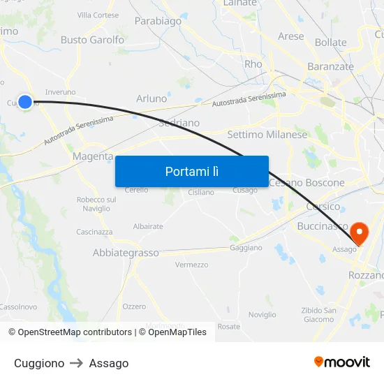 Cuggiono to Assago map