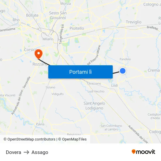 Dovera to Assago map