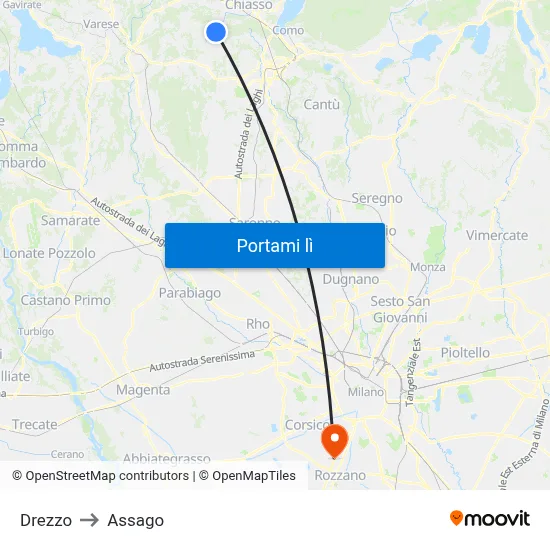 Drezzo to Assago map