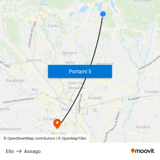 Ello to Assago map
