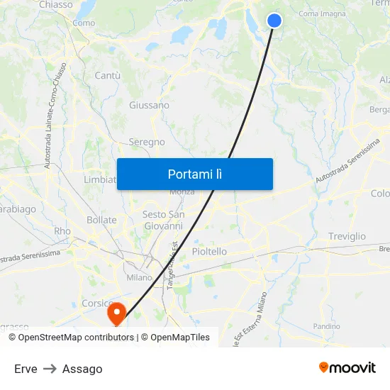 Erve to Assago map